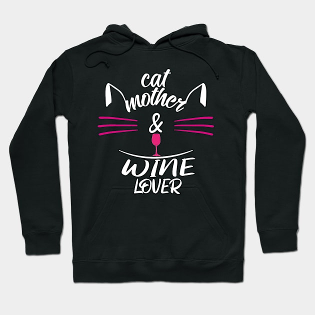 FUNNHY CAT MOTHER WINE LOVER CAT LOVER GIFT Hoodie by Vitntage